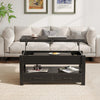 Lift Top Coffee Table 100x50cm with Storage Drawers & Shelf Black Living Room