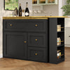 Extendable Bar Table Dining Table with Storage Cabinet & Rotating Shelves Black