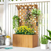 Wooden Planter, Trellis Raised Garden Bed Freestanding Outdoor Box with Drainage