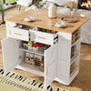 Rolling Kitchen Island on Wheels Storage Trolley w/ Large Cabinet Cupboard White
