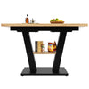 Extendable Dining Table with Marble Pattern Console Table with Cross-leg
