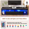 TV Stand Cabinet With LED Lights Up to 80in TV, TV Unit with Shelves and Drawers