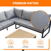 5-Seater Garden Furniture Set L-Shaped Corner Sofa With Square Coffee Table Grey