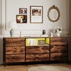 63in TV Stand with 8 Fabric Drawers & LED Lights, Storage Cabinet with Wood Top