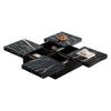 Square Coffee Table w/ 4 Sliding Drawers & Marble Look, 90x90x25cm, Modern Black