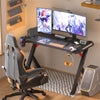 120cm Large Adjustable RGB Gaming Desk Computer Table with LED Lights Cup Holder
