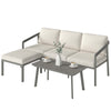 3 Piece Garden Dining Set, 3 Seater Outdoor Patio Furniture, Grey