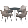 4 Seater Garden Dining Set, Rattan Garden Furniture with Cushions, Light Brown