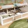 Children's Bunk Bed w/ Storage Stairs & Double Hydraulic Storage Lower Bed White