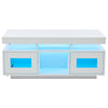 White High Gloss Coffee Table with LED Lights, 2 Doors & Storage, 100x50x43cm