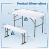 COSTWAY Folding Picnic Table Bench Set Rectangular Patio Dining Table Set-White
