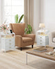 LED Bedside Table 3 Drawers Storage Cabinet Nightstand with Charging Station