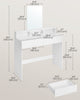Dressing Table with Large Mirror, Vanity Table Makeup Table White RDT163W01