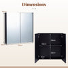 Wooden Hanging 2-Tier Storage Cabinet Medicine Cabinet with Mirror