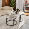 2pcs Nesting Round Coffee Table Sintered Stone End Tables Living Room Furniture