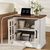 24" Nightstand w/Charging Station,Bedside Cabinet w/Adjustable Shelf,for Bedroom