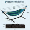 Double Hammock with Steel Stand, 350 lb Capacity, Portable In/Outdoor Carry Bag