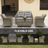 Four-Piece Rattan Sofa Set, with Glass-Top Table - Light Grey