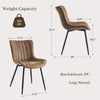 2x Brown Dining Chairs Faux Leather Padded Seat Dining Room Chair Modern