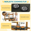 Wooden Mud Kitchen for Kids with Wheels, Stove, Stainless Steel Accessories