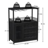 Modern 3Tier Bar Cabinet with Removable Rack & Mesh Door,Adjustable Shelves