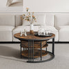 Set of 2 Nesting Coffee Tables Round Stacking Sofa Side Tables for Living Room