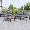 4 Seater Garden Furniture, Sectional L-Shaped Corner Sofa Set with Table, Grey