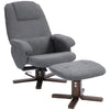 Linen-feel Fabric Recliner Chair with Ottoman and 360° Swivel, Grey