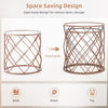 Set of 2 Modern Space Saving Side Table Stackable Round End Table W/Mirrored Top