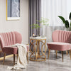 Modern Round End Table with Thick Faux Marble Top, Side Table Cocktail Table