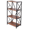 Industrial Style 3/ 4 Tier Bookshelf Walnut & Black Metal Shelves Display Shelf