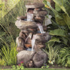 Garden Water Feature Outdoor LED Fountain 4 Tier Rock Waterfall - 102cm High