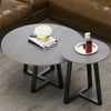 2Pcs Round Nesting Coffee Table Grey Marble End Side Tables Furniture Cross Legs