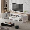 200cm All High Gloss White TV Stand Cabinet Unit Storage with RGB LED Cupboard