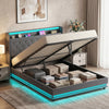 Lift up Storage Bed Frame with RGB LED Lights, 150 x 200cm, Dark Grey