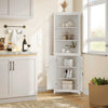 64" Farmhouse Corner Cabinet, 6-Tier Storage Cabinet with Barn Door & Shelves
