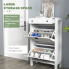 Narrow Shoe Cabinet with 2 Flip Drawers and Top Drawer, White
