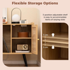 Record Player Stand Vinyl Storage 220 Albums Charging Station Rattan Door Modern