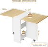 Folding Dining Table w/ Drop Leaf, Space Saving Kitchen Table w/ Storage Shelves