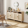 2Pcs Rattan Storage Cabinet Accent Kitchen Sideboard Buffet Cabinet with Doors