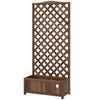 Garden Wooden Planter Box with Trellis Flower Raised Bed Dark Brown