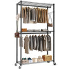 Heavy Duty Metal Double Rail Clothes Garment Hanging Rack Shelf Display Stand UK