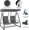 2-Person Garden Swing Seat Outdoor Porch Swing Chair w/ Adjustable Canopy Cover