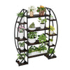8 Tier Large Plant Stand Industrial Curved Oval Flower Pot Rack Staggered Shelf