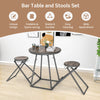 3-Piece Round Table and Stool Set Modern Dining Bar Table with 2 Foldable Stools