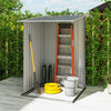 3.3 x 3.4ft Lean‑To Steel Garden Storage Shed – Grey, Lockable Door, Ventilated