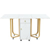 Folding Dining Table Rolling Drop Leaf Table with Drawers Cabinet Kitchen Table