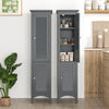 Narrow Linen Floor Storage Cabinet Slim Storage Organizer with 2 Doors-Grey
