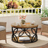 Round Coffee Table 2-Tier Industrial Center Table with Storage for Living Room