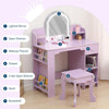 Kids Vanity Set with LED Mirror,Makeup Desk with 1 Drawers &,2 Open Shelves